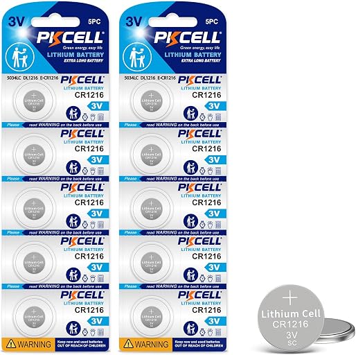 PKCELL 10 Pack CR1216 Watch Battery CR1216 3V Lithium Coin Cell Battery