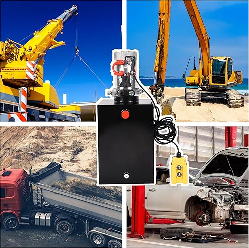 Miniatura 35 de Unidad de potencia hidráulica de 15 cuartos de galón de 12 V DC Bomba hidráulica de efecto único de depósito de metal Bomba de remolque