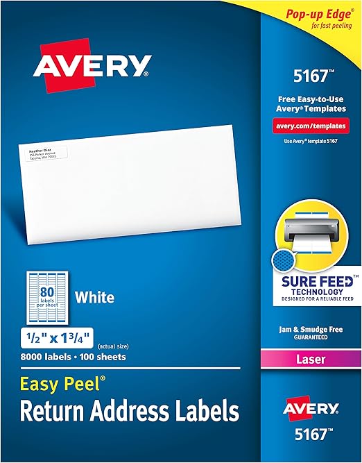 Avery Address Labels with Sure Feed for Laser Printers 0.5