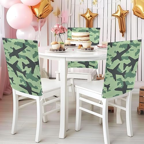 Miniatura 5 de Green Planes - Juego de fundas decorativas para sillas de comedor para el hogar, comedor, fundas elásticas lavables para sillas de comedor, juego de