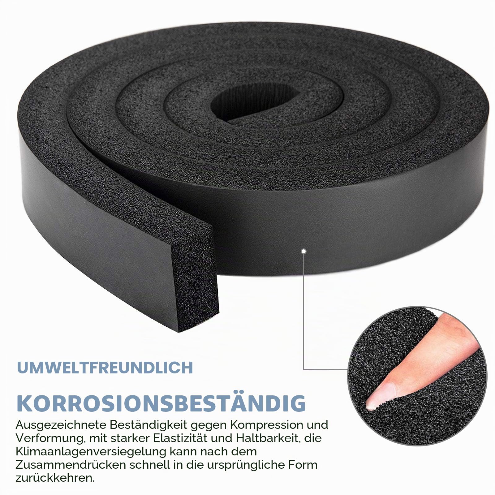 Fenster-Klimaanlagen-Schaumstoff-Isolierstreifen, kein Kleber, dicker Schaumstoff, Wetterdichtungsband mit hoher Widerstandsfähigkeit (2,5 x 2,5 cm, schwarz)