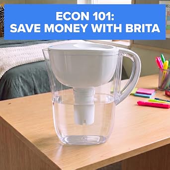 Brita Large 10-Cup Water Filter Pitcher with BritaPlus Filter, Stone Blue