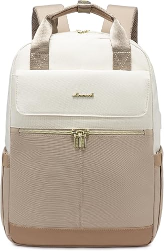 LOVEVOOK Mochila para laptop para mujer, bolsa de trabajo para laptop, BlanquecinoCaqui, Linda mochila