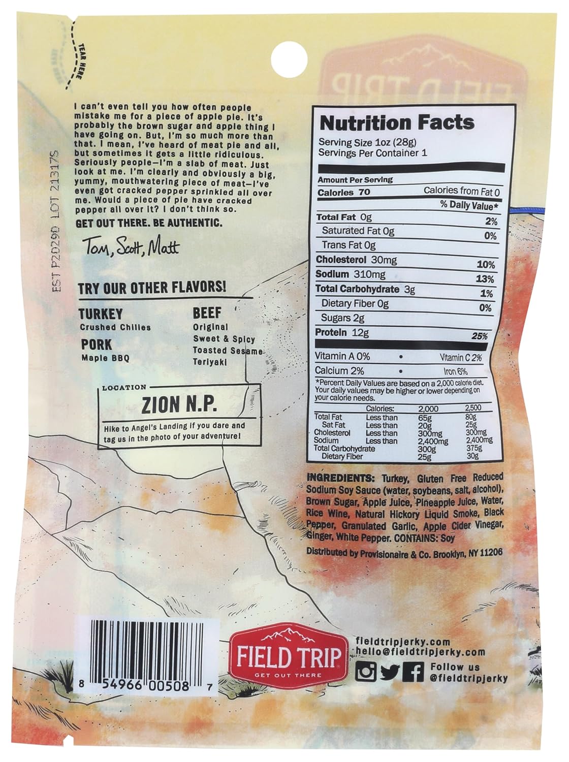 Field Trip Cracked Pepper Turkey Jerky, 1 Ounce -- 12 per case.