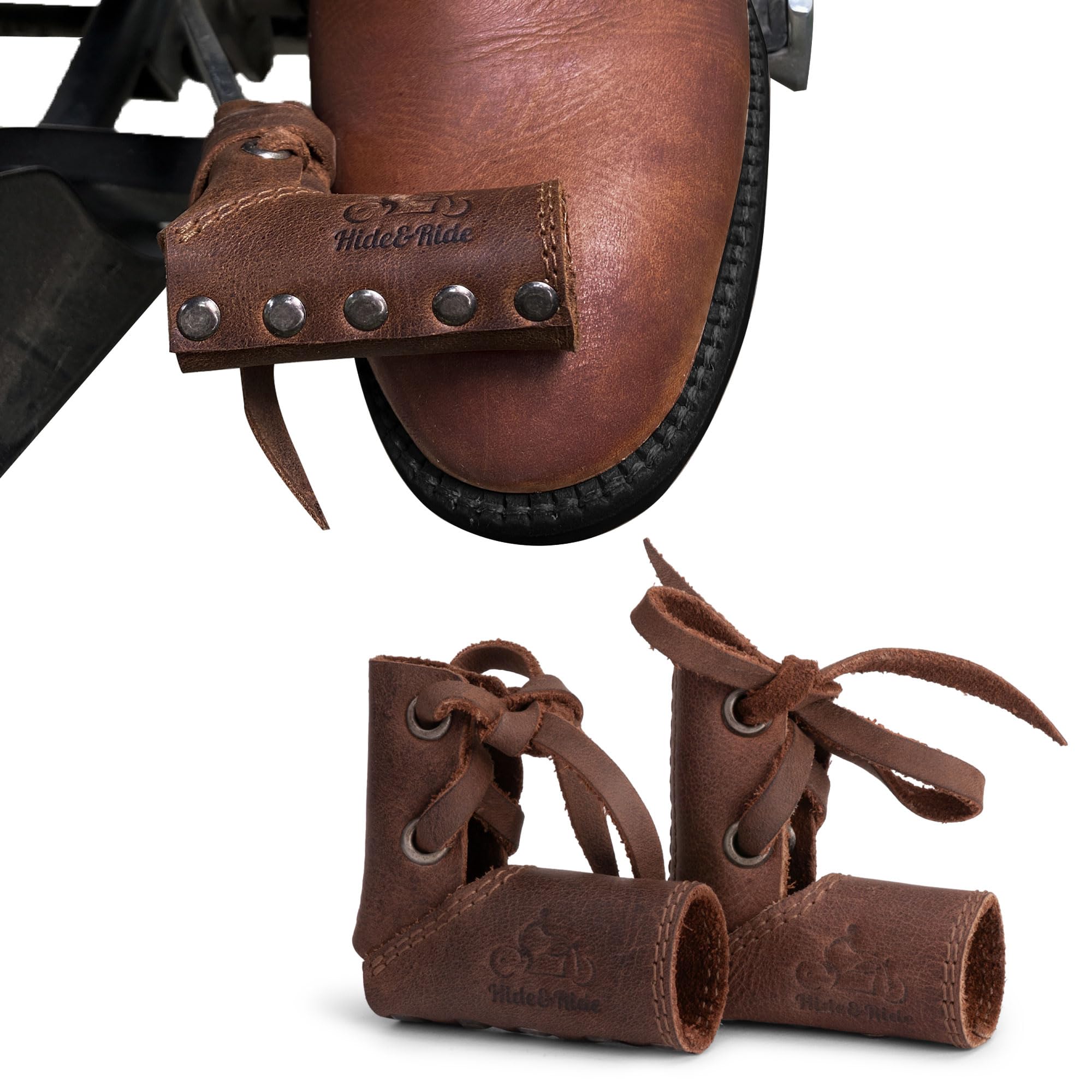 Hide & Ride, Set of 2 Shift Lever Sock, Shifter Shoe Protection, Gear Cover, Motorcycle Accessories, Full Grain Leather, Handmade, Bourbon Brown