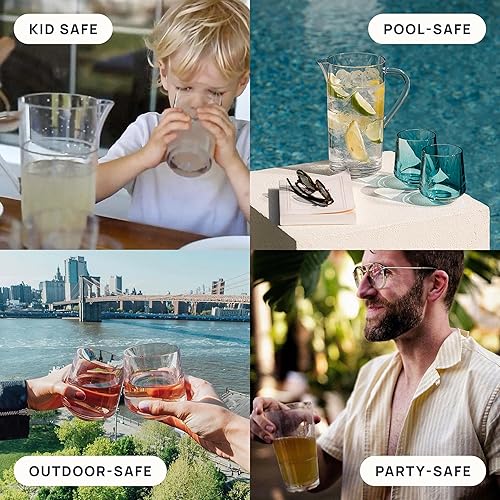 Miniatura 3 de Drinique Copas de vino irrompibles (juego de 4) 12 onzas irrompibles, reutilizables, Tritan copas de vino para vino tinto o blanco, color azul