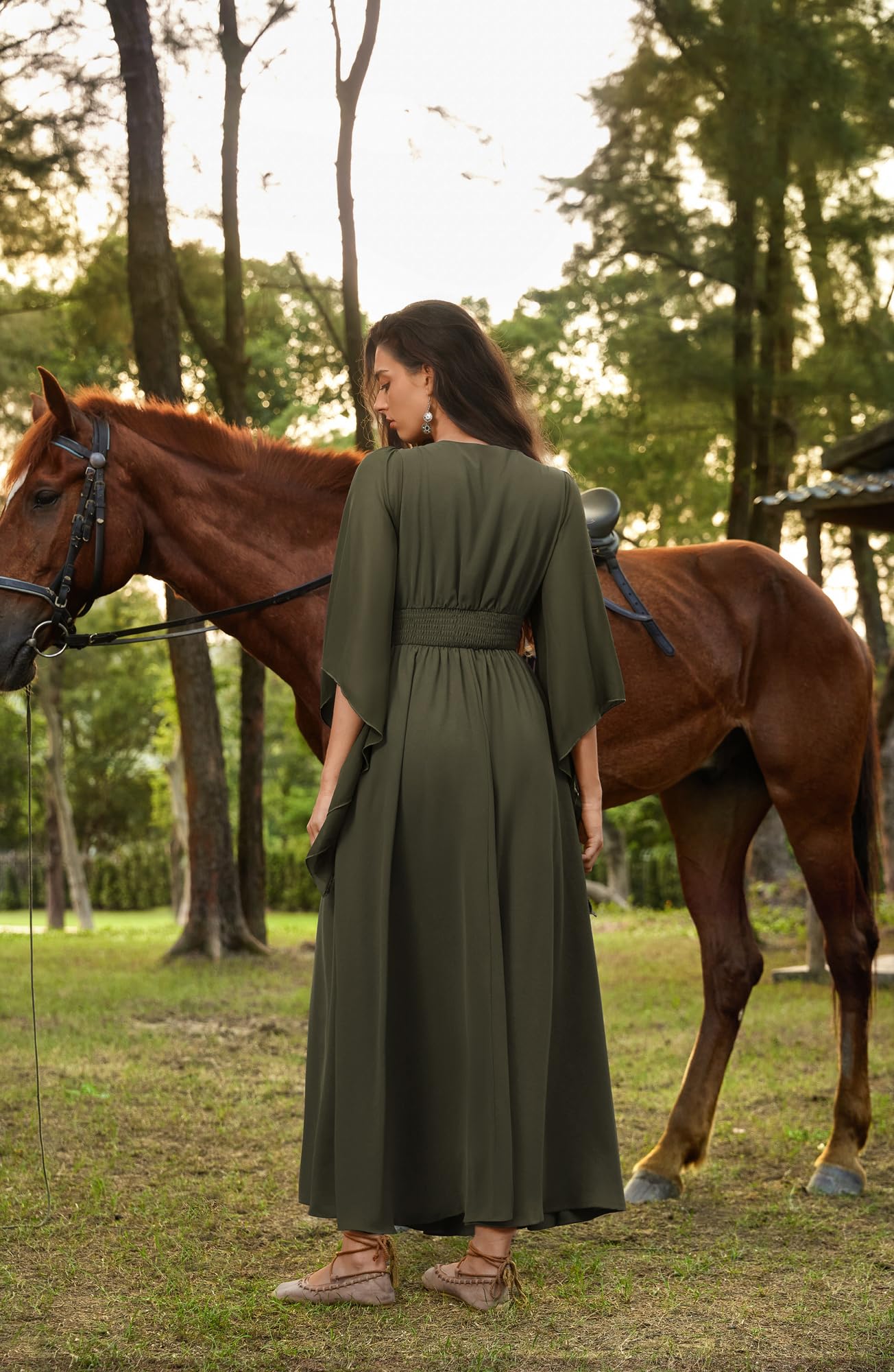 SCARLET DARKNESS Abito da donna Rinascimentale manica 3/4 vita alta fessura anteriore medievale maxi abiti