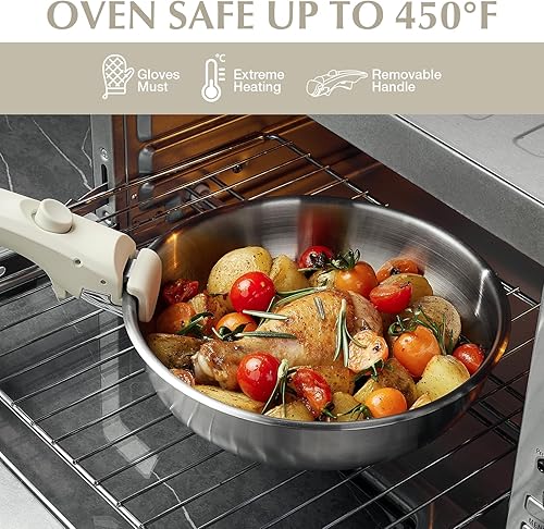 Miniatura 4 de KOCH SYSTEME CS Juego de ollas y sartenes de acero inoxidable, juego de utensilios de cocina de acero inoxidable de 7 piezas con mango desmontable,