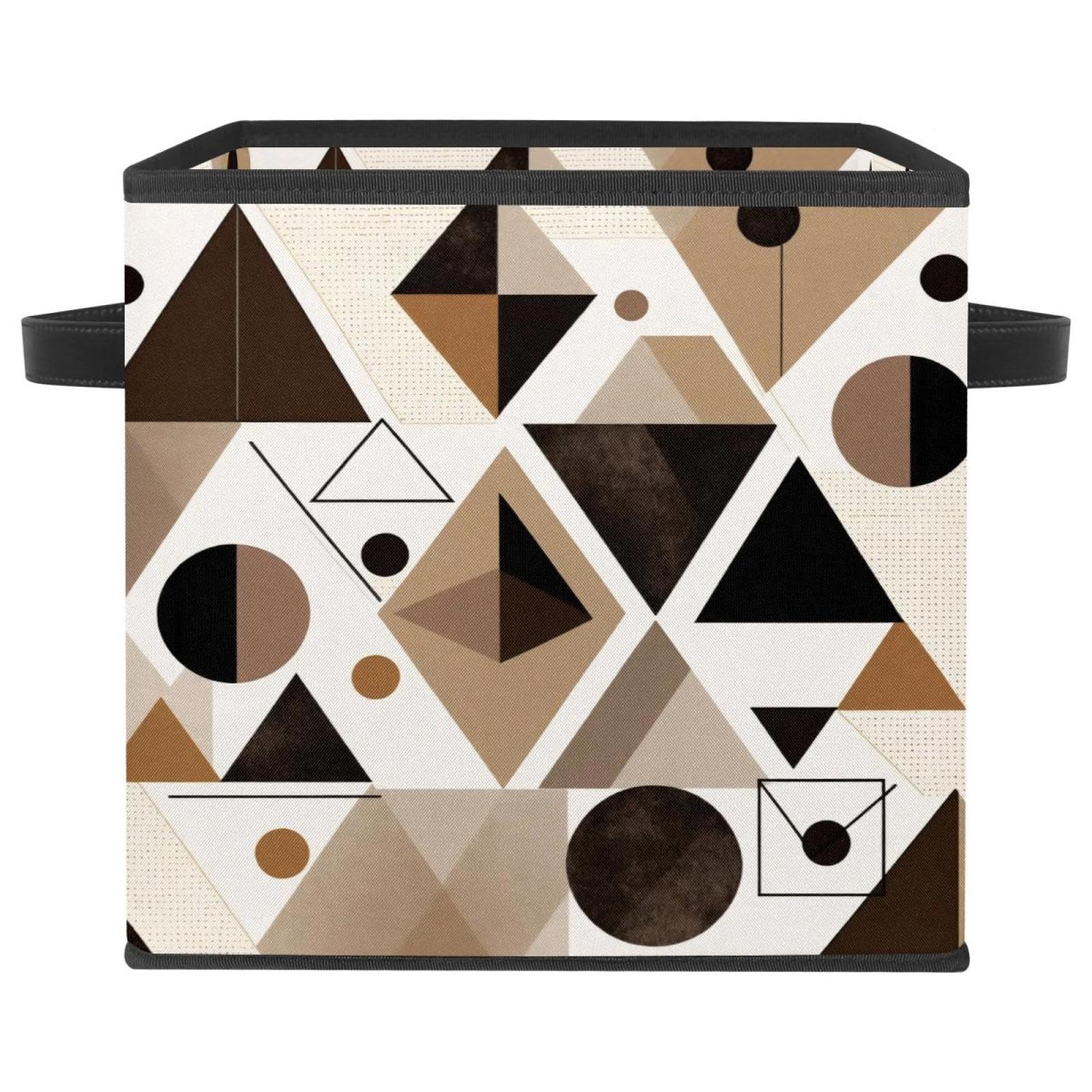 Boîte de rangement pliable marron à motif géométrique abstrait