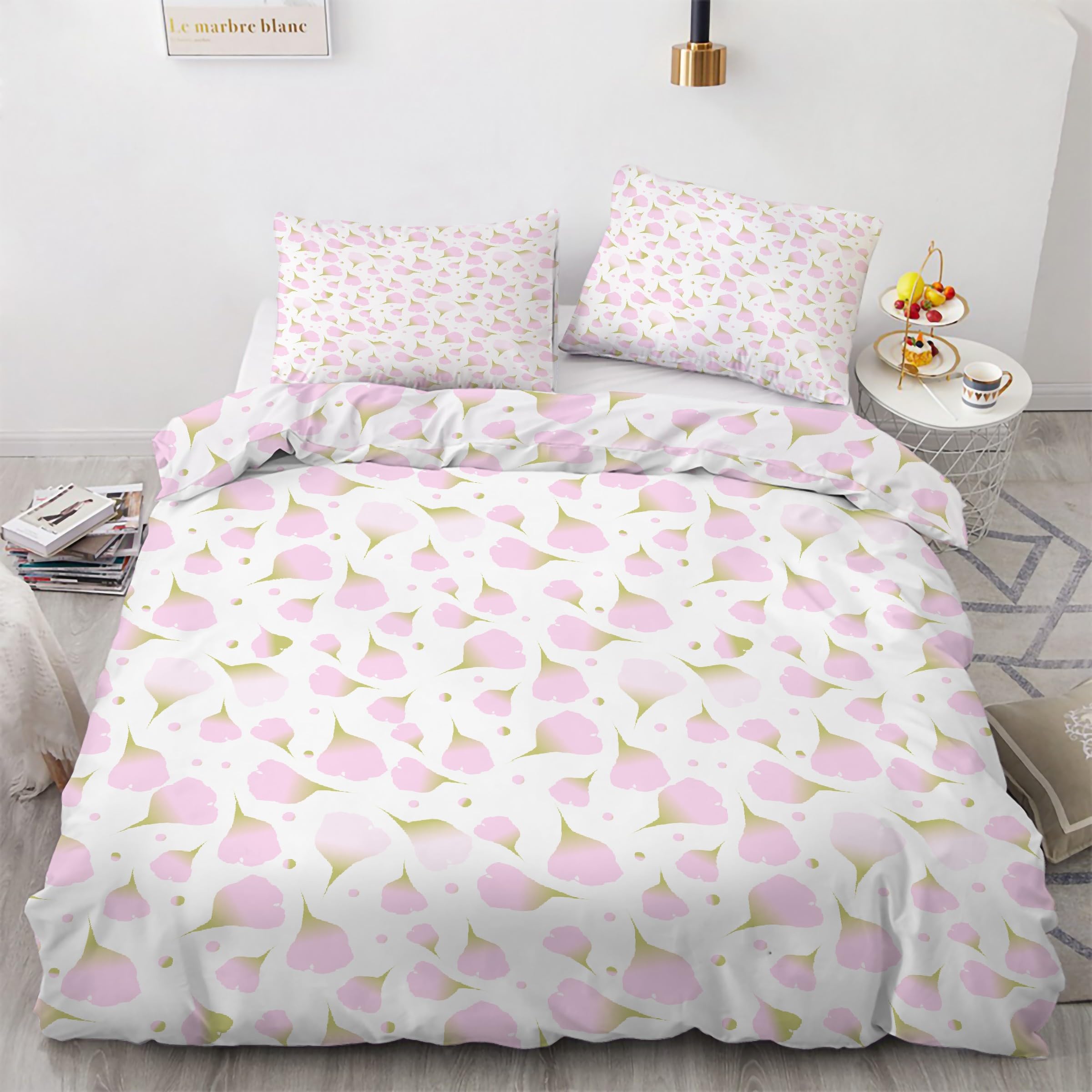 Housse couette en microfibre douce 200x200 parure de lit pétale pastoral 3 pièces