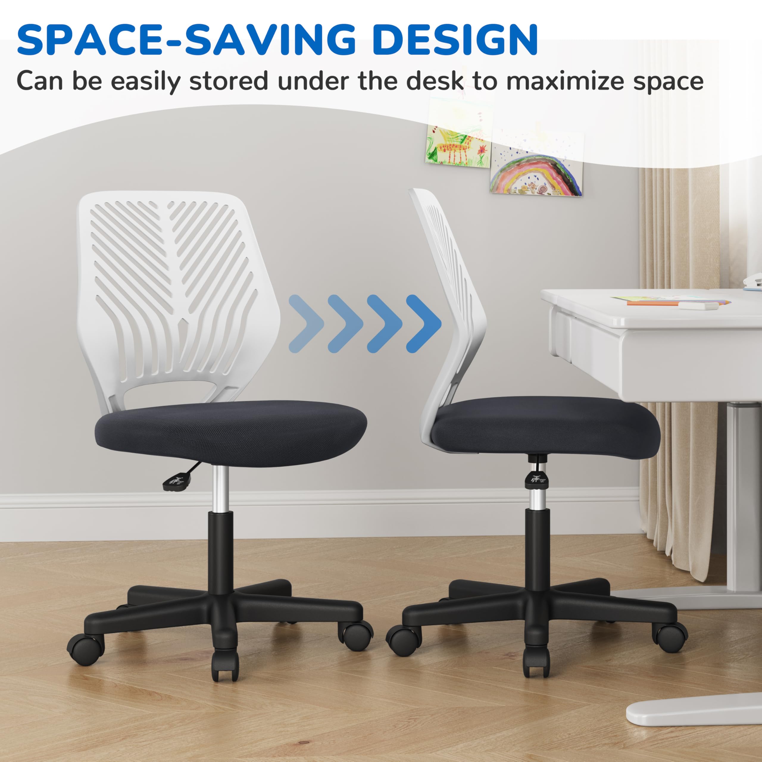 Yaheetech Sedia Ufficio Scrivania Senza Braccioli Girevole a Rotelle Ergonomica Portata 136 kg in Rete Traspirante Altezza Regolabile Grigio Scuro