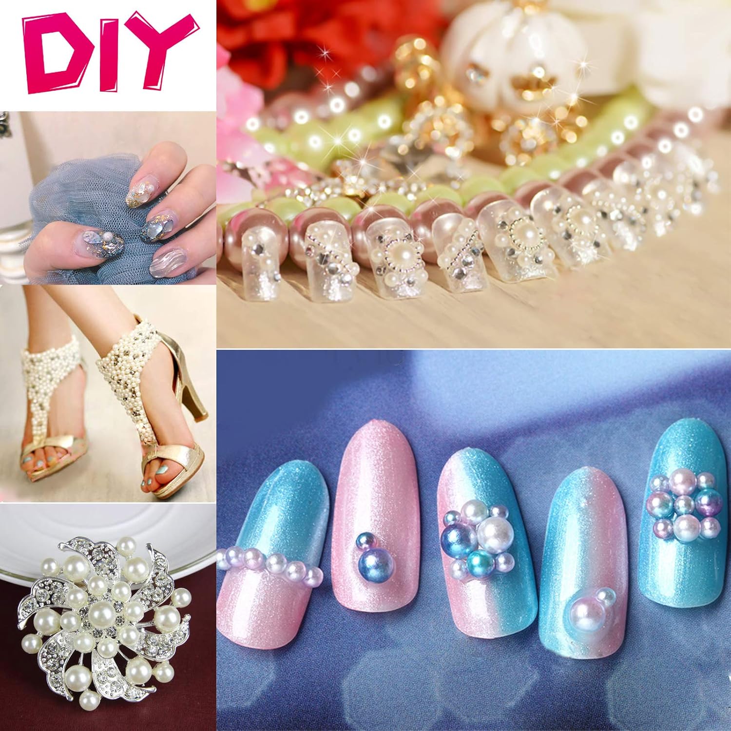 Glarks 2880Pcs 6MM 24 Colors Beads Flat Back Half Round Pearl Bead Cabochon Pearl Flatback Beads Set - Image 6