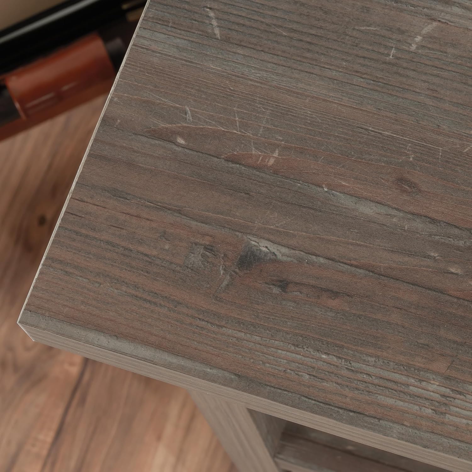 Sauder Aspen Post Commercial Office Credenza, L: 47.09" x W: 19.45" x H: 29.76", Pebble Pine Finish