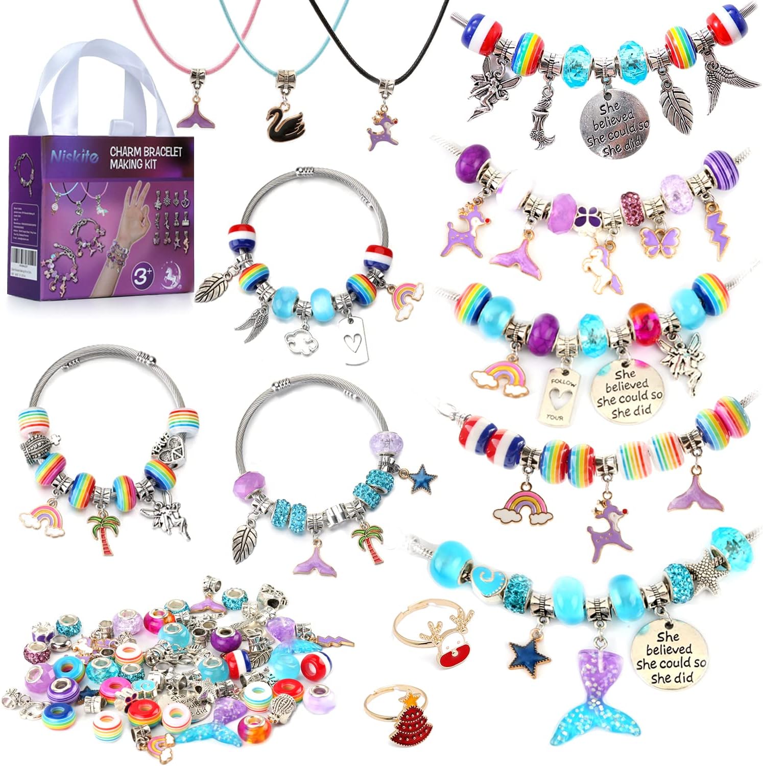 Girl Toys Stocking Stuffers for Kids,Charm Jewelry Bracelet Making Kit for Girls Toys Age 6-8,Kids Toys for Girls 8-10,Crafts for 7 8 9 10 11 12 Year Old Teen Girl Gifts for Birthday Christmas