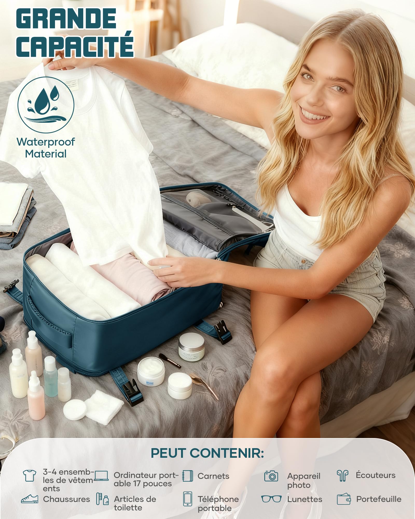 suradar Bagage Cabine 40x30x20 Sac Ryanair Sacs a Dos Voyage Cabine Avion 40x30x20 pour Wizzair Eurowings avec Compartiment à Chaussures Sacs à Dos Ordinateur Portable 14 Pouces Homme Femme Bleu paon