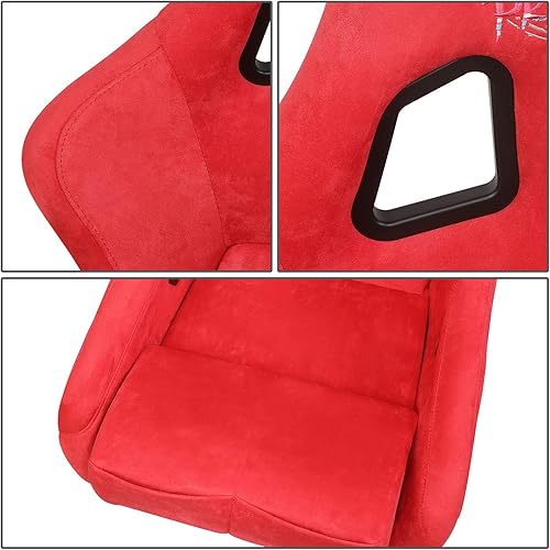 Vista 96 de NRG Innovations NRG-FRP-303RD-ULTRA Asiento universal de carreras con respaldo fijo con adaptadores de montaje lateral para arneses de 6 puntos