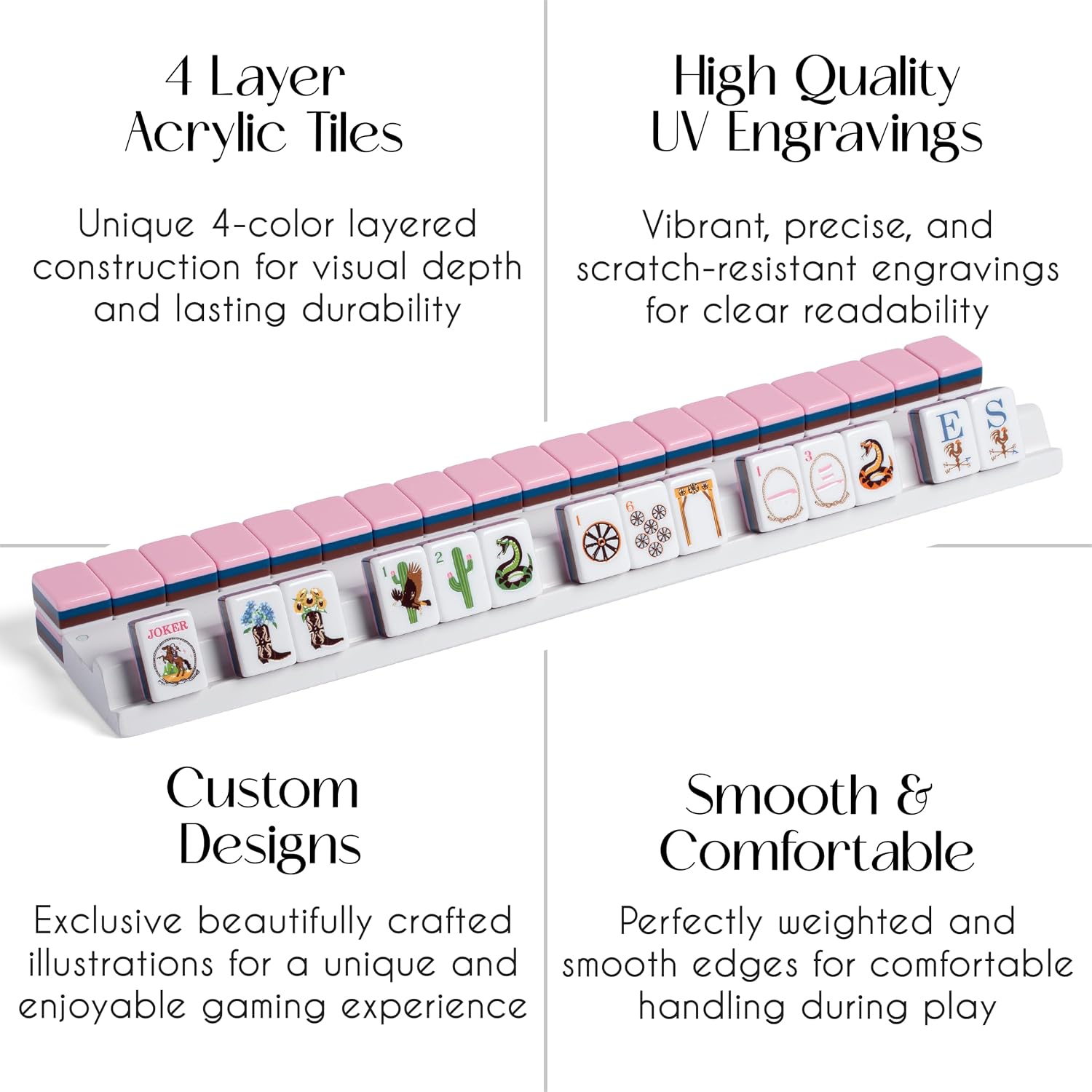 Western Pink Mahjong Tile Set (detail)