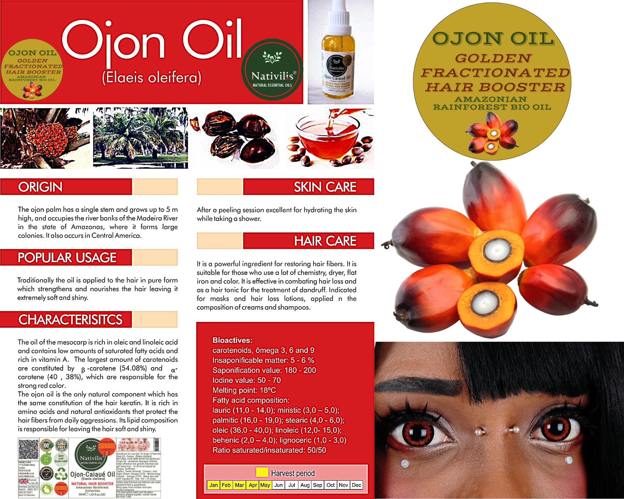 Nativilis Golden Ojon Oil (Elaeis oleifera), Lightweight Amazonian Hair Oil, Frizz Control & Shine Booster - Image 2