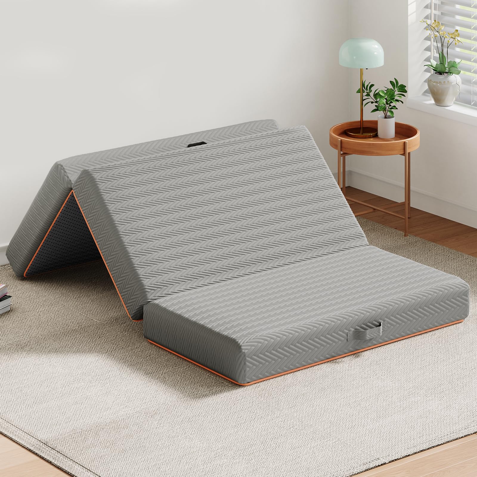 Warmiehomy Small Double Folding Mattress, 15CM Gel Memory Foam Foldable Mattress with Washable Cover, Portable Trifold Floor Mattress for Travel, Camping, Guest Bed, Dorm, Living Room, Caravans — image 1