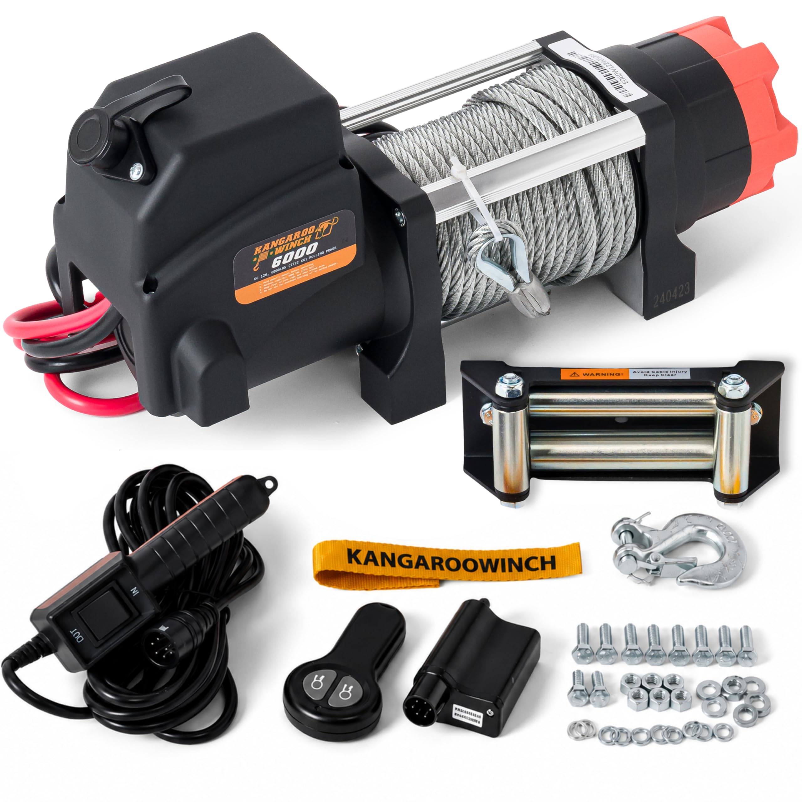 Treuil Electrique 12v Universel 6000 lbs / 2722 kg | Puissant et Compact avec Câble Acier et Télécommande - Construction Fiable pour Voiture, Quad et Défis Offroad (K6000)