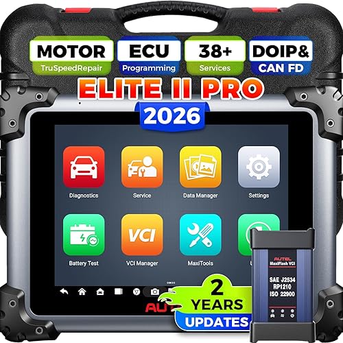Autel MaxiSys Elite II Pro Scanner, 2026 2 Years Free Update Elite 2 Pro, J2534 Reprogramming Tool as Ultra MS909 MS919 Up of MS908SP II MK908P II, Motor TruSpeed, 45+ Resets, CAN FD DoIP, 3K+ Test