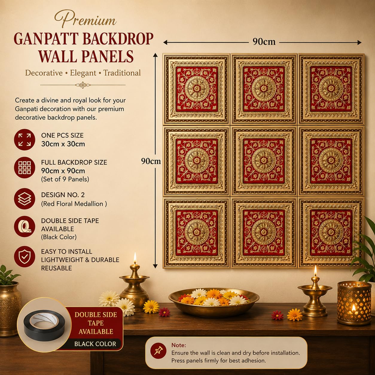 Navratri & Durga Puja Backdrop - 9 Wall Panels -6