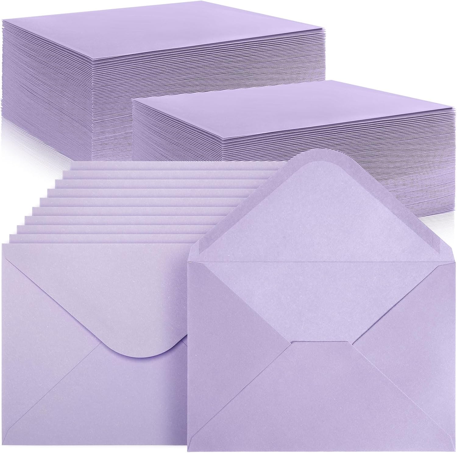Jutom 250 Pcs A7 Wedding Gift Cards 5x7 Envelopes V Flap Invitation Envelopes for 5x7 Cards Printable Self Adhesive Envelope for Office Baby Shower Graduation Birthday Supplies (Lilac Color)