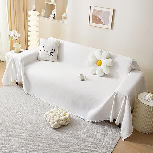 Miniatura 8 de MEETSKY Fundas para sofá de 3 cojines, fundas decorativas lavables para sofá modular, funda de mezcla de felpilla suave para sala de estar, 91 x 134