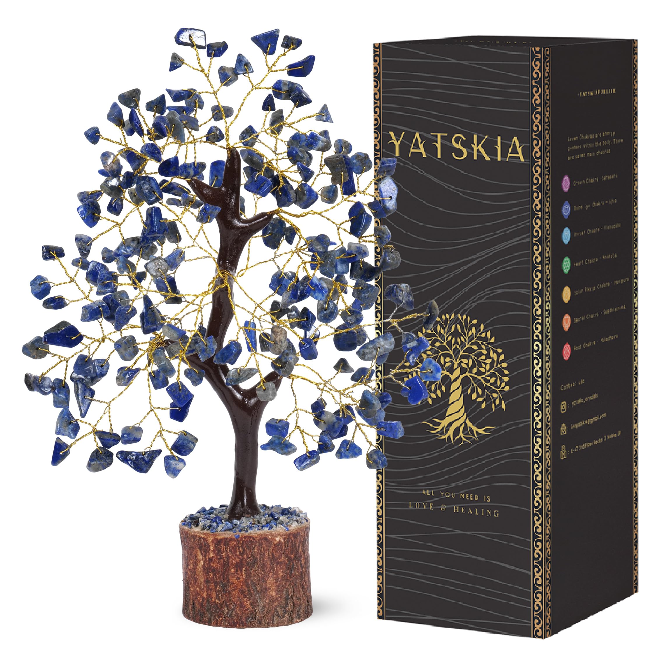 Yatskia Lapis Lazuli Crystal Tree of Life, Feng Shui Crystal Decor, Gemstone Tree Gifts For Women, Home Decor Gifts, Birthday Gifts For Mum, Shelf Ornaments