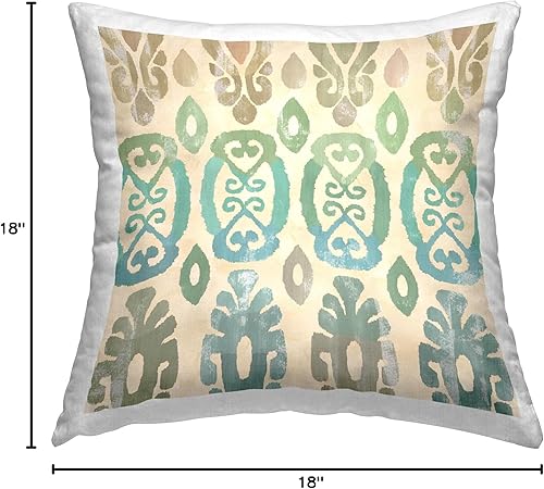 Miniatura 8 de Stupell Industries Flora Kouta - Almohada bohemia con diseño geométrico de Ikat, 18 x 18 pulgadas, color beige