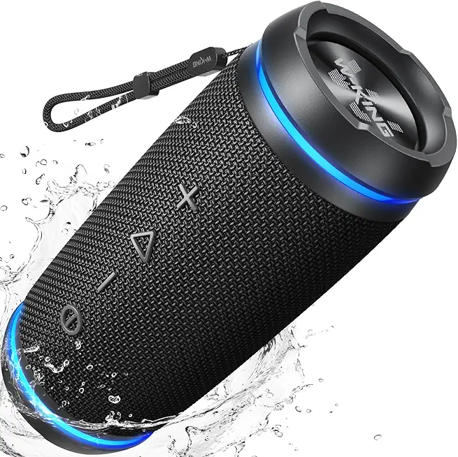 W-KING Bluetooth Lautsprecher, 36W Musikbox Tragbarer Bluetooth Box mit 360° Rundumklang, Kabellose Stereo Pairing, IPX6 Wasserdicht, AUX, 30 Sth Akku, Perfekt für Zuhause/Outdoor/Party/Reisen/Golf