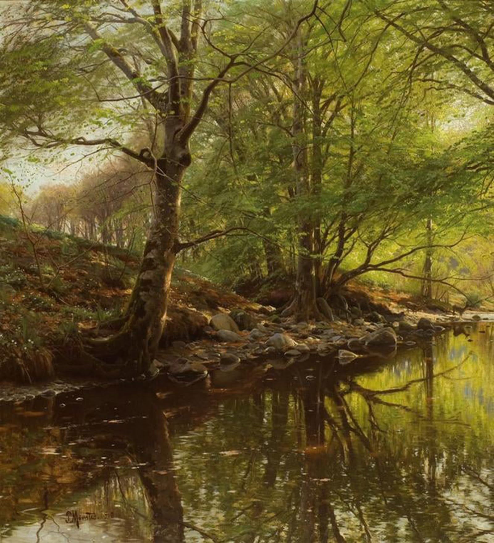 Cuadro de Peder Monsted Waldbach in primavera lienzo artistico de salon 60x90 5
