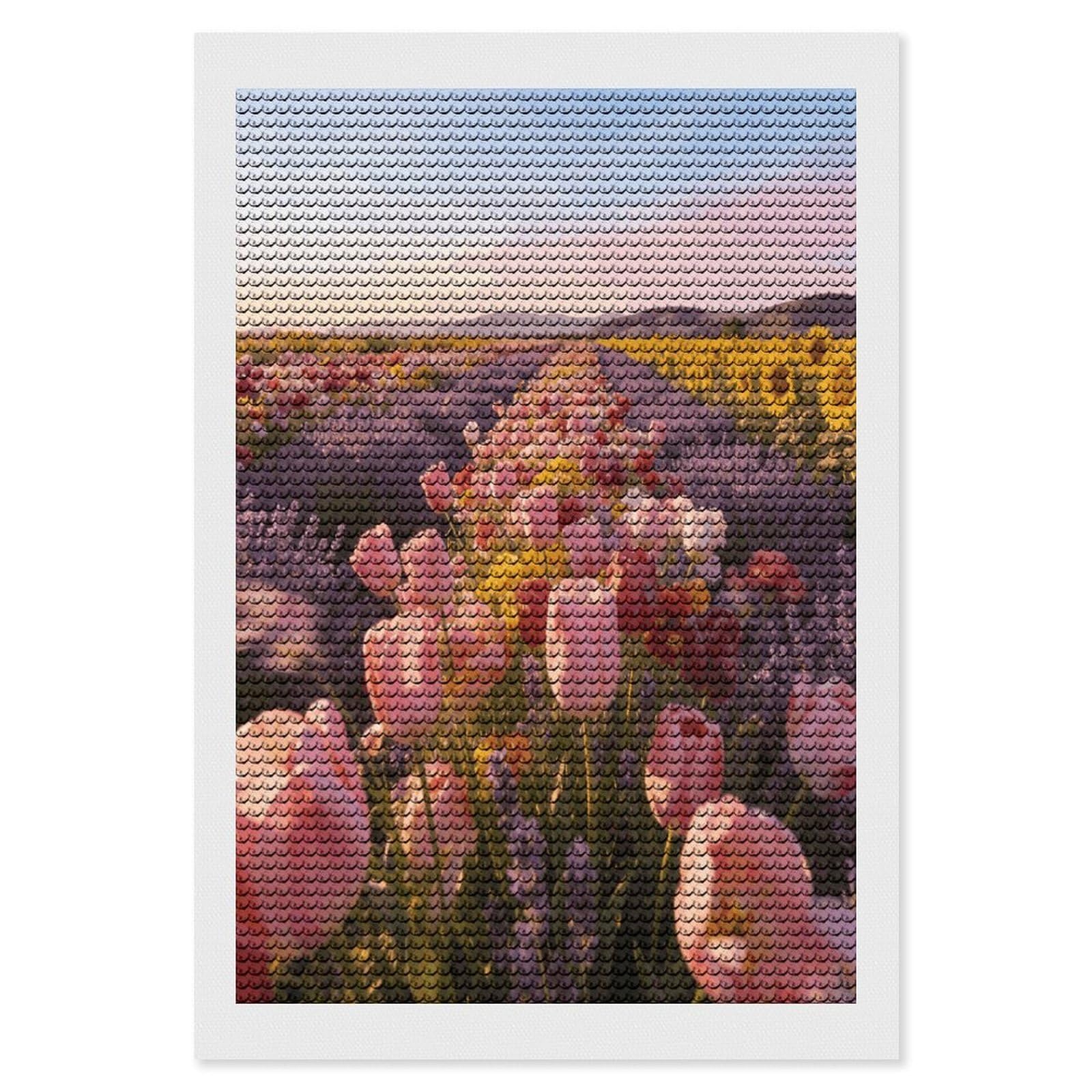 The Ginger Lily Beneath The Windmill Paint by Numbers Kit for Adults Beginner DIY Diamond Dots Paintings Round Full Drill Diamond Art Kits Picture Diamond Art Painting Kits for Home Decor 8"x12"
