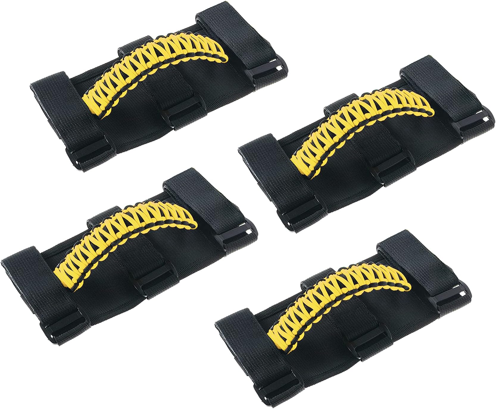 Savadicar 4 x Roll Bar Grab Handles Grip Handle for Jeep Wrangler CJ YJ TJ JK JKU JL JLU & Gladiator JT 1955-2023, Interior Accessories, Yellow