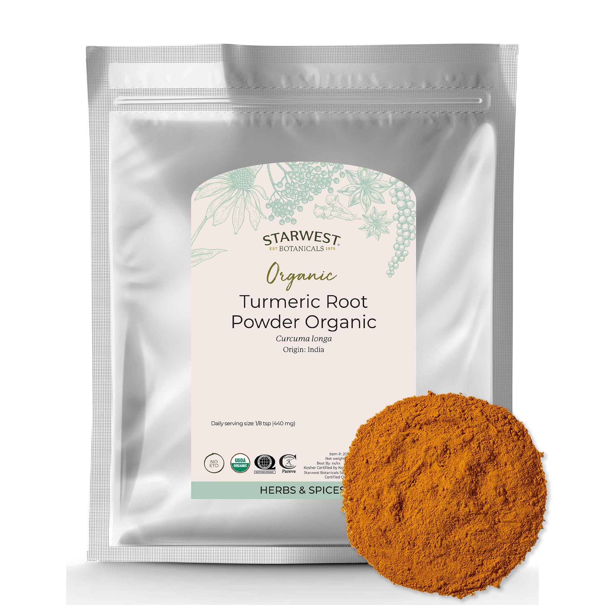 Starwest Botanicals Organic Ground Turmeric Root Powder - Bulk 2 lb Bag 32 Ounce (Pack of 1)