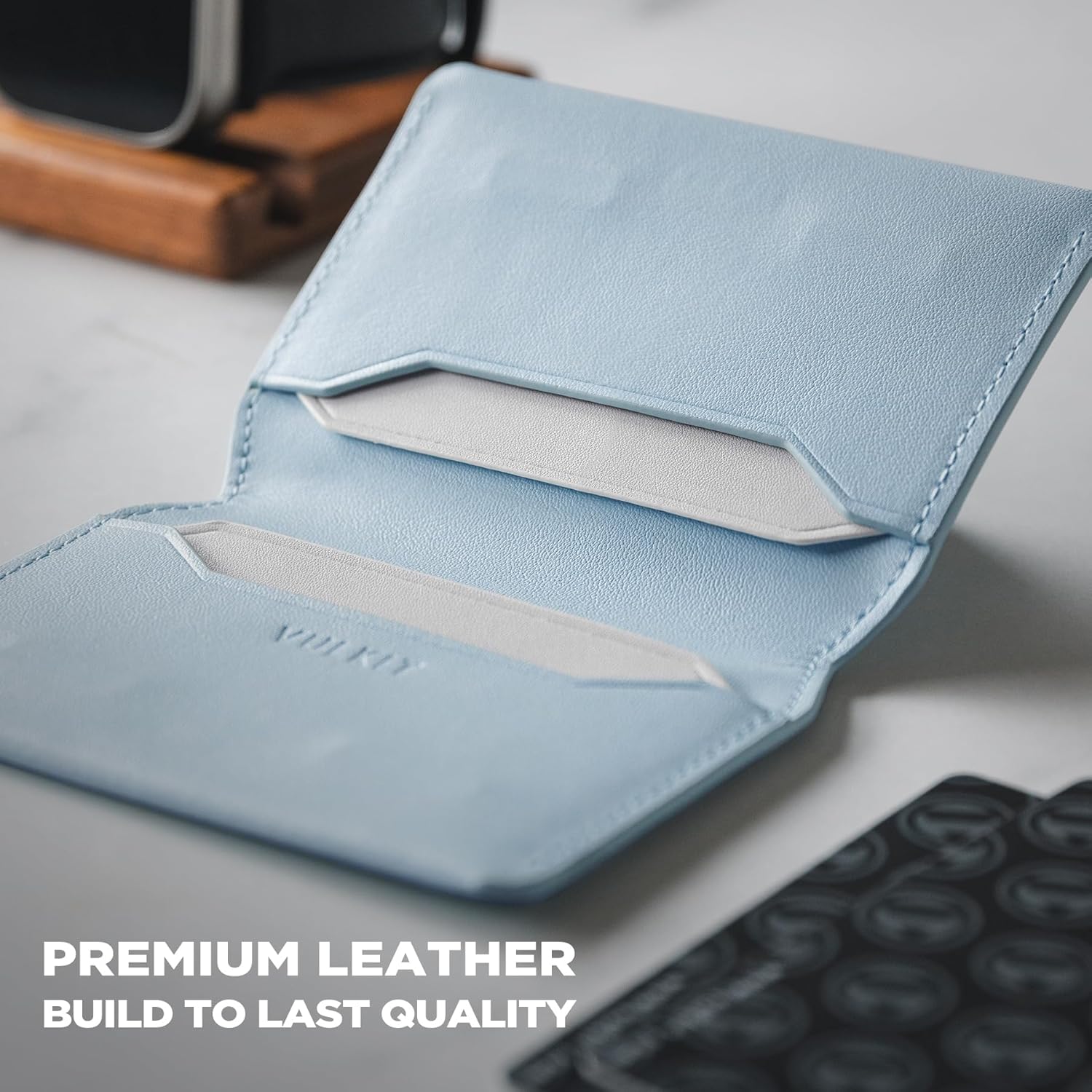 VULKIT Slim Minimalist Card Holder RFID Blocking Leather Credit Card Holder Front Pocket Wallet Magnetic Closure - Image 6