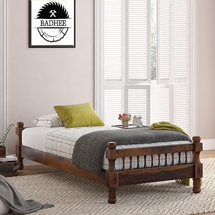 BADHEE Solid Sheesham Wooden Queen, King,Single Size Bed Without Storage,with Storage for Living Room Furnitures for Bedroom |Rosewood Material|Noise Free (7)