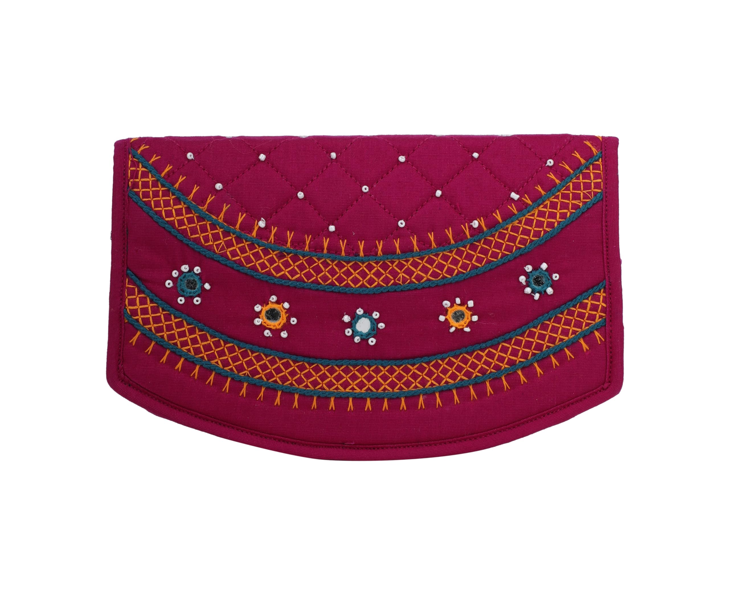 Women's Handmade Cotton Purse - Hand Stitched Eco-Friendly Wallet Clutch Bag Card Holder Ladies Wallets Big Size Haldi Kumkum Return Gifts Magenta Pink-image-28