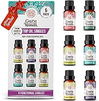 GuruNanda 6 Essential Oils Set - 100% Pure Lavender, Peppermint, Eucalyptus, Grapefruit, Lemongrass, Ylang Ylang for Diffusers & Aromatherapy (10ml Each)