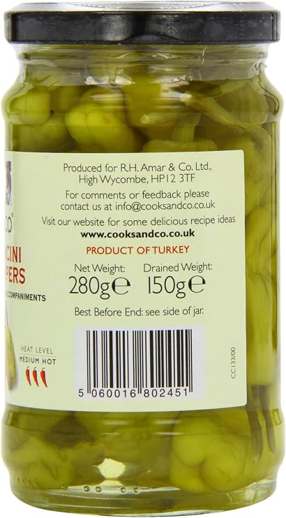 Cooks & Co Green Pepperoncini Peppers 280 g (Pack of 6)