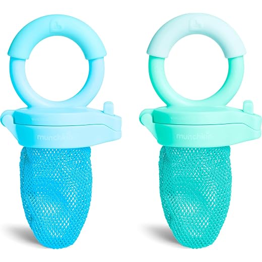 Munchkin Baby Feeder for Fresh Food and Fruit, 2 Pack, Blue/Mint