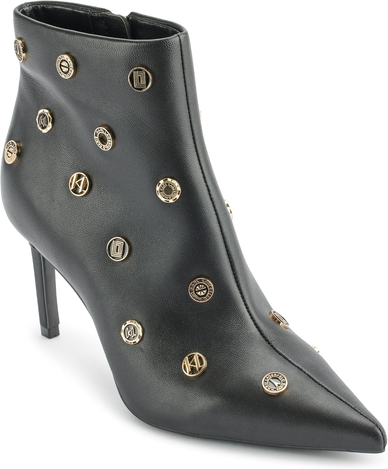KARL LAGERFELD Women's Saina Heeled Dress Bootie With Pin Embellishments