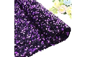 FOTSHARER 1 Yard Purple Sequin Fabric, Glitter Velvet by The Yard