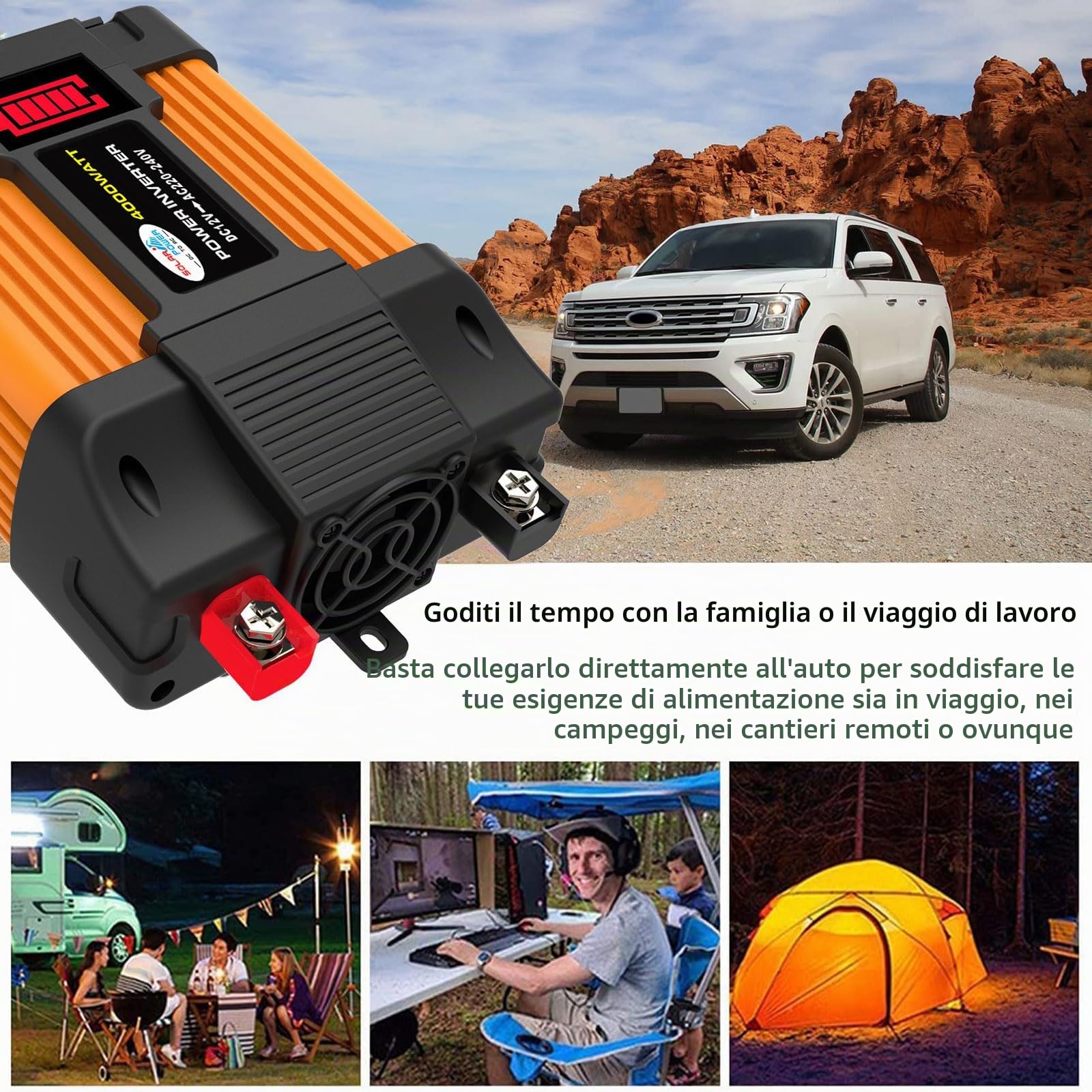 Kit pannello solare monocristallino 4000W 110V-220V con controller intelligente 30A - Sistema di backup for camper/casa Display LED(220V)