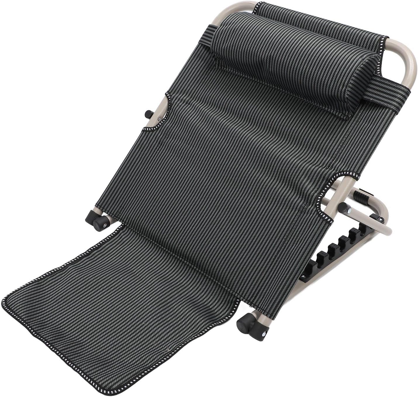 Eujgoov Multifunctional Folding Floor Chair, Adjustable Backrest with Pillow for Elderly, Pregnant Women, Metallic Gray (Blue Stripe)