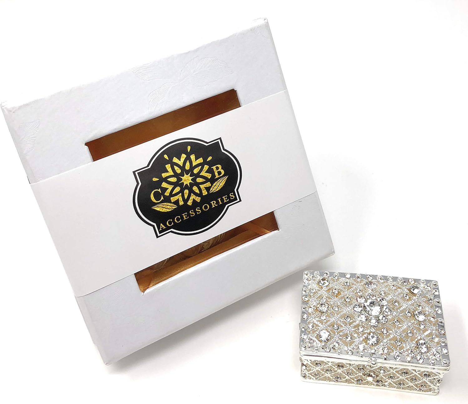 CB Accessories Wedding Unity Coins - Arras de Boda - Decorative Box with Rhinestone Crystals Keepsake 75 (Silver)