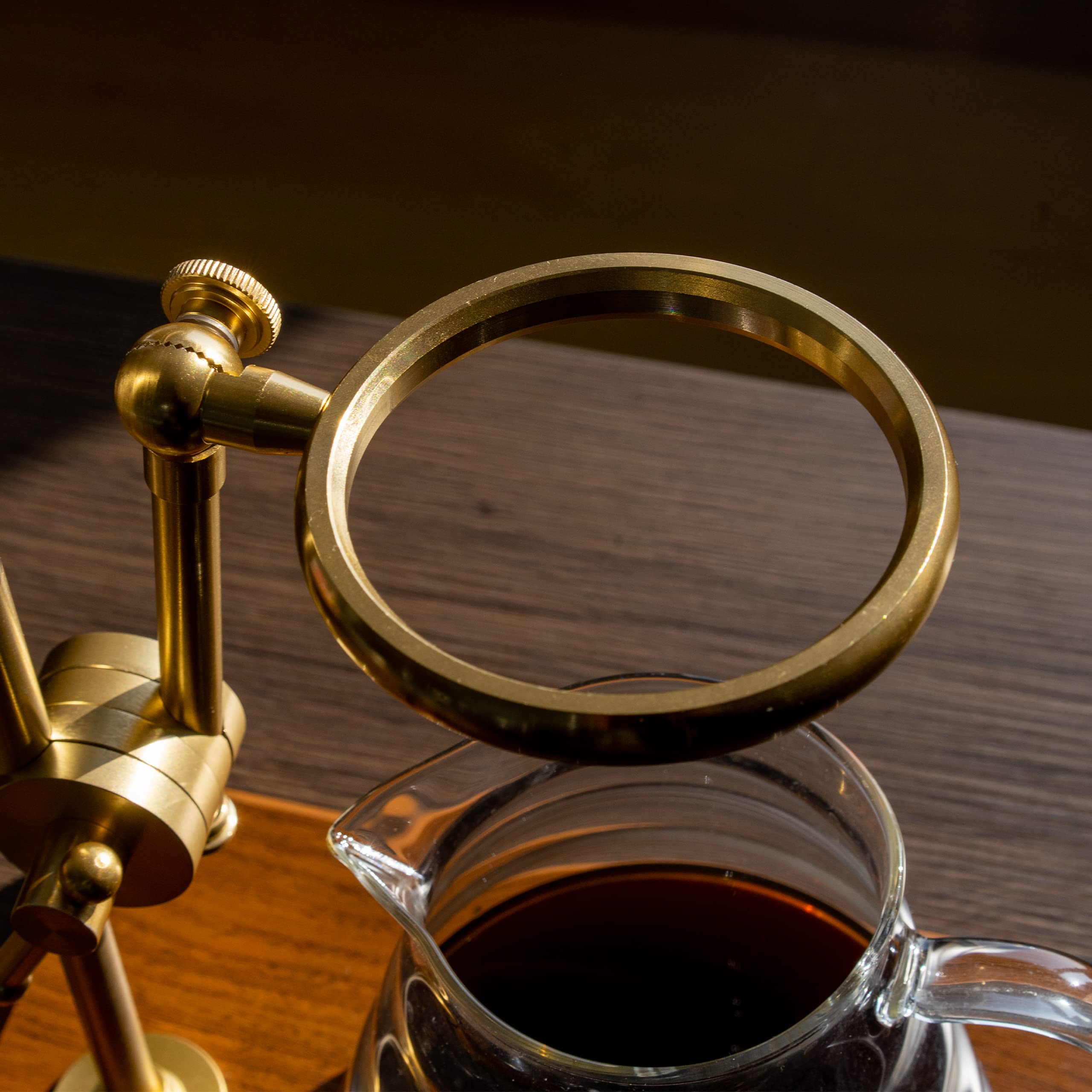 L'ÉPICÉA Juego de cafetera de vertido, cafetera con soporte, soporte ajustable de acero inoxidable, base de madera, filtros de papel, jarra de café de vidrio cónico, gotero de café