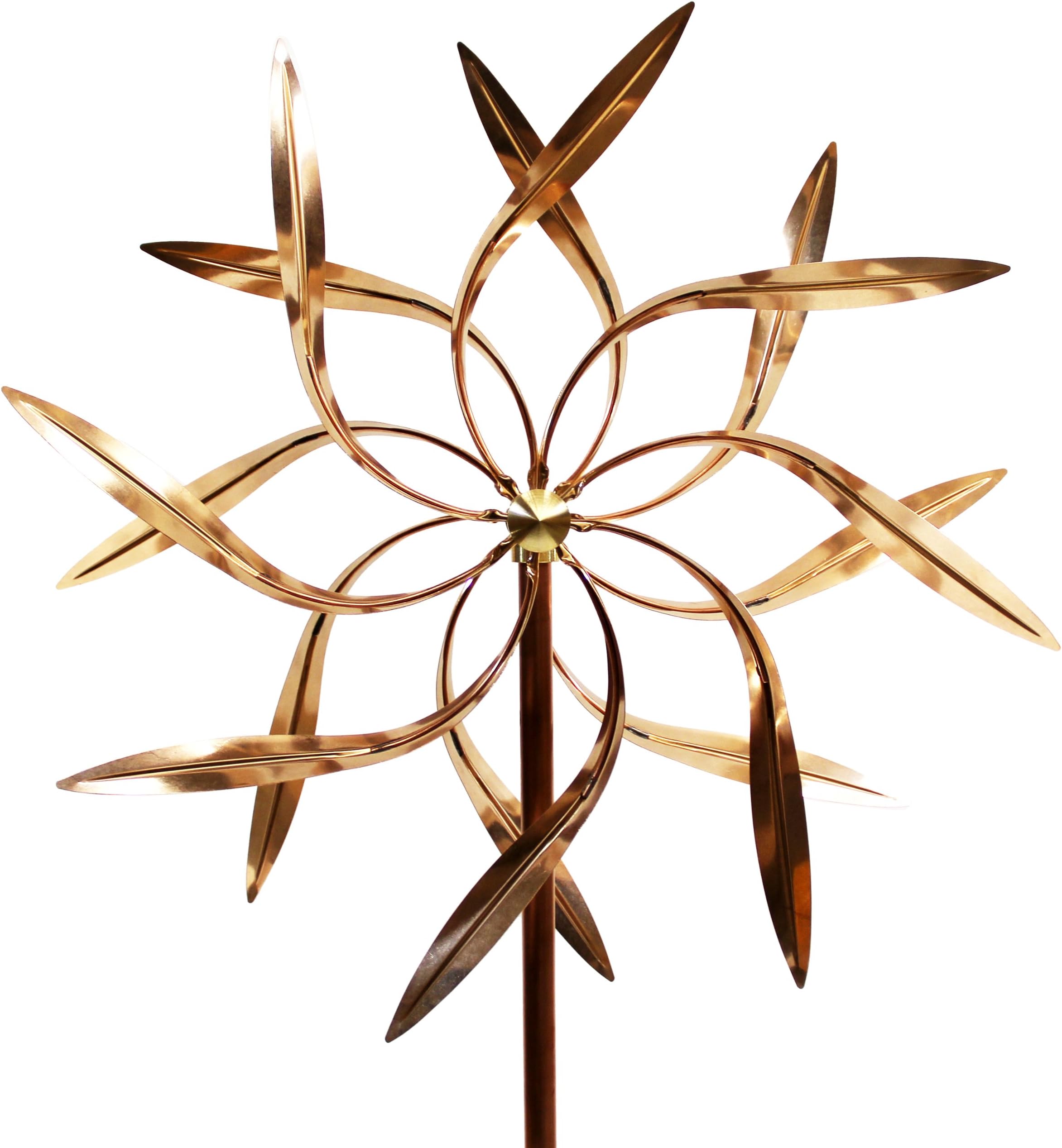 Stanwood CWS-02 Dual Spinner Dancing Willow Leaves Kinetic Wind Sculpture - Copper
