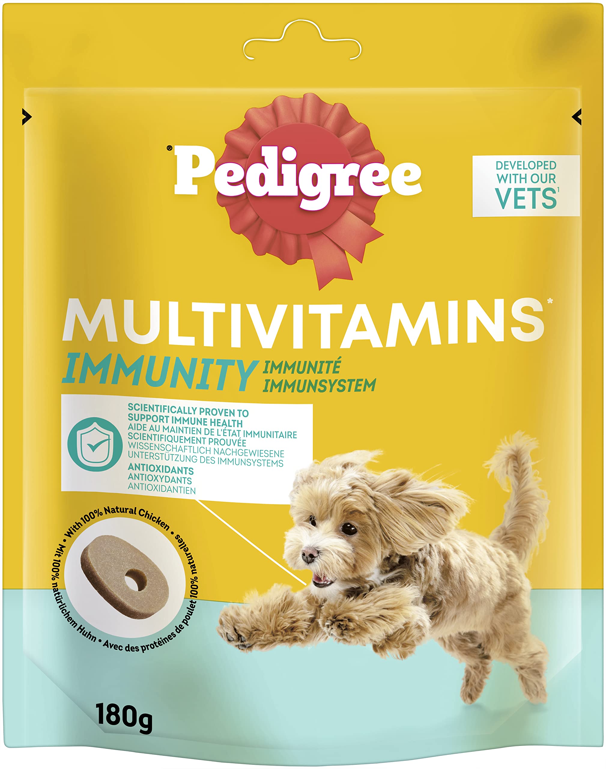 Pedigree Przysmaki dla psów, multiwitaminy, układ odpornościowy, 30 miękkich przysmaków dla psów, 180 g, suplementy wspomagające układ odpornościowy, łatwe karmienie