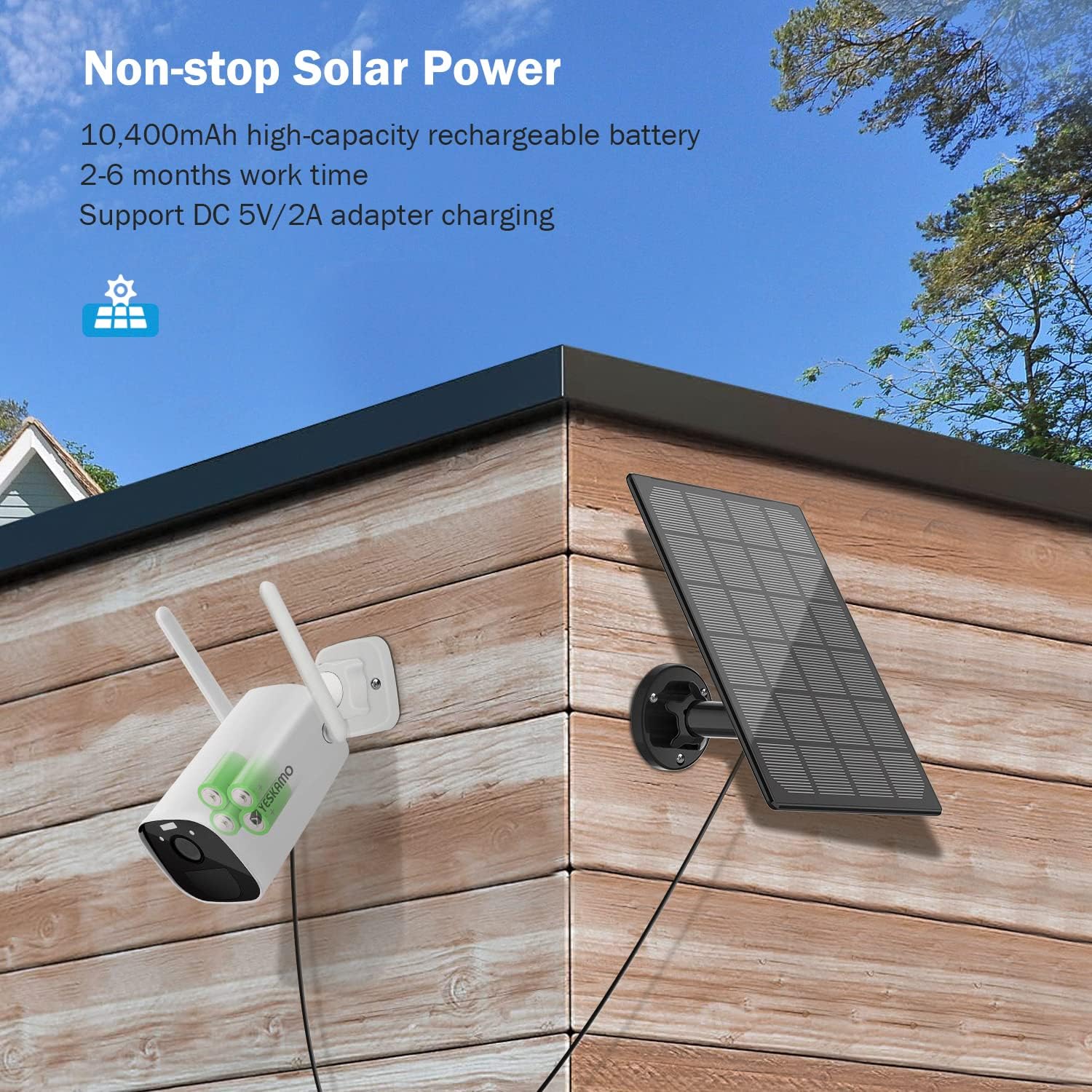 🔥 Hоt Dеаlѕ YESKAMO Spotlight Solar Security Camera Wireless Outdoor, 3MP HD Rechargeable Battery Powered WiFi IP Camera Color Night Vision, 2 Way Audio Video Camera for Home Security AI Human Detection Siren